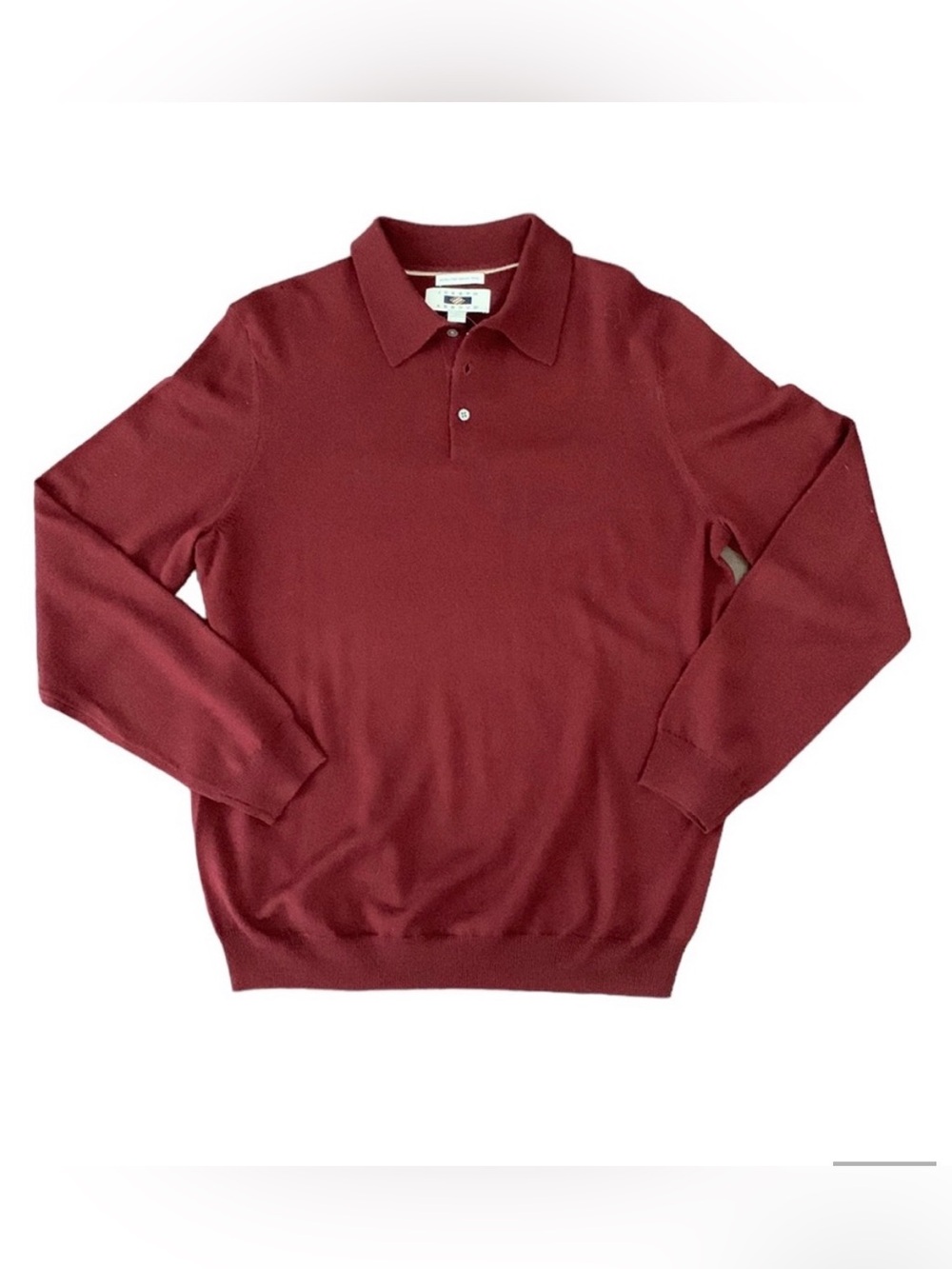 JOSEPH ABBOUD MENS SWEATER MERINO WOOL BURGUNDY NEW LARGE POLO PULL OVER